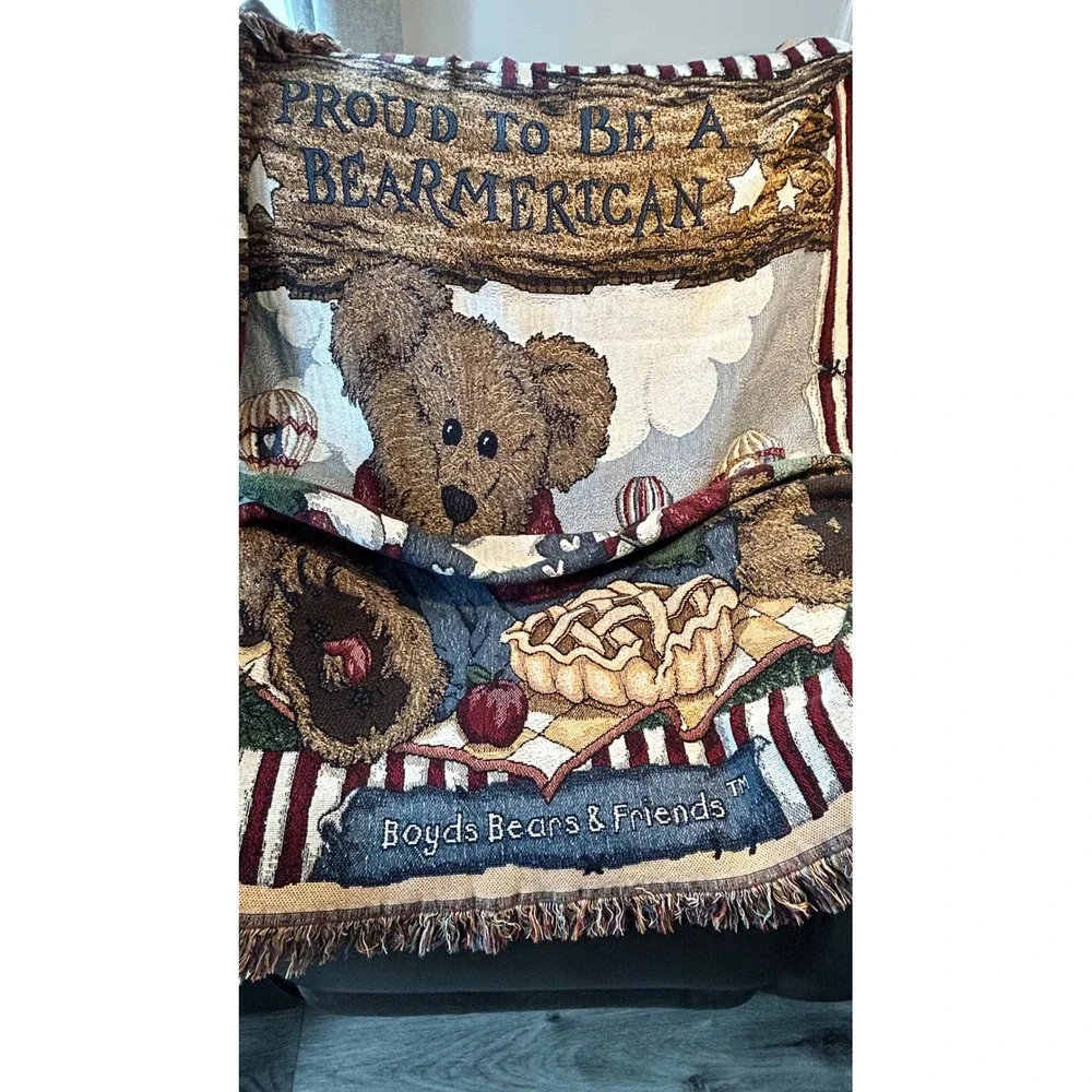 Boyds Bears & Friends Proud To Be A Bearmerican Woven Tapestry Throw Blanket